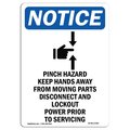 Signmission OSHA Notice Sign, 24" Height, Aluminum, Pinch Hazard Keep Sign With Symbol, Portrait OS-NS-A-1824-V-17280